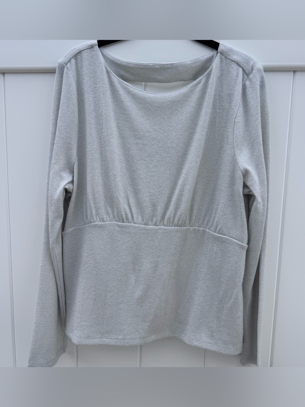 NWT Banana Republic Shimmer Crewneck LS Sweater in Silver- Size XL